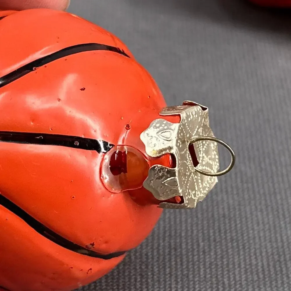 VTG Glass Basketball Christmas Ornaments Set 7 Sporty Athlete Team Player Y2K